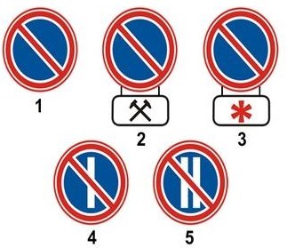 Which of the signs prohibits parking on even-numbered days of the month?