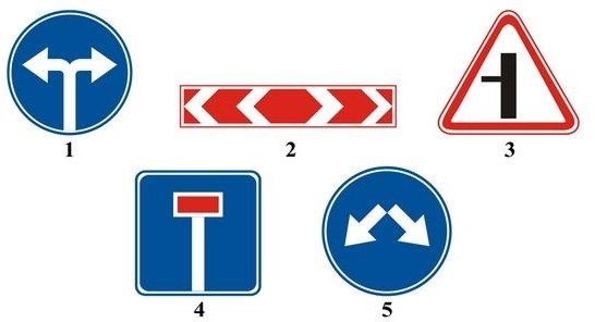 Which of the signs shows traffic directions at a T-shaped intersection?