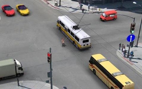 В данной ситуации имеет ли право водитель автобуса двигаться прямо?