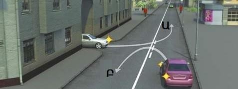 Which route does the driver follow without violating marking rules?