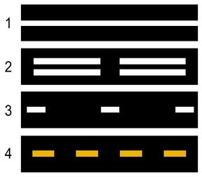 Which of these lines is used to mark reversible traffic lanes?