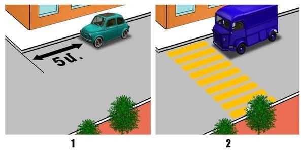 In which picture did the driver correctly stop to let passengers out?