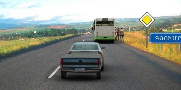 The bus driver has stopped to pick up passengers. The light vehicle is driving at 70 km/h. Which driver is violating traffic rules?
