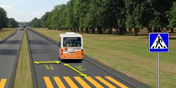Is it allowed for a regular passenger bus to stop at the indicated place to pick up passengers?
